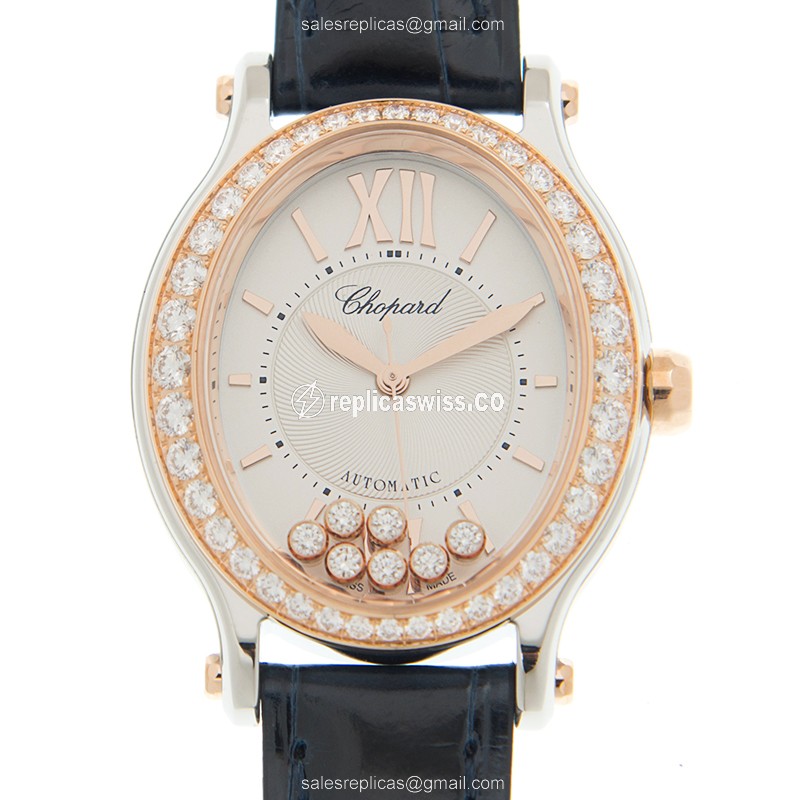 Chopard Happy Sport 278602-6003 - Auto - 18kt Rose - White Dial - Alligator Black Buckle